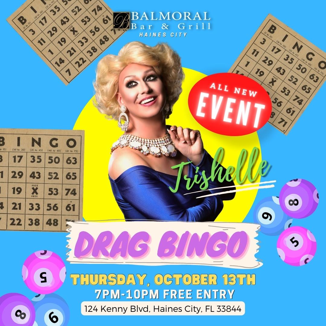 Drag Bingo Event, Thursday October 13th from 7pm to 10pm, Free Entry